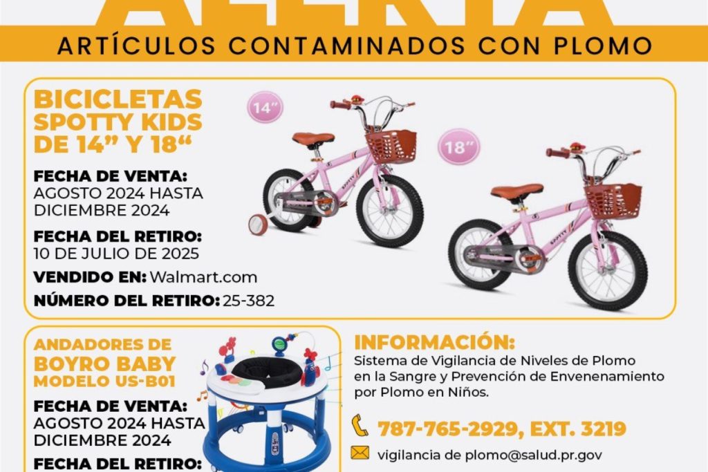 Retiran del mercado productos infantiles por riesgo de contaminación con plomo