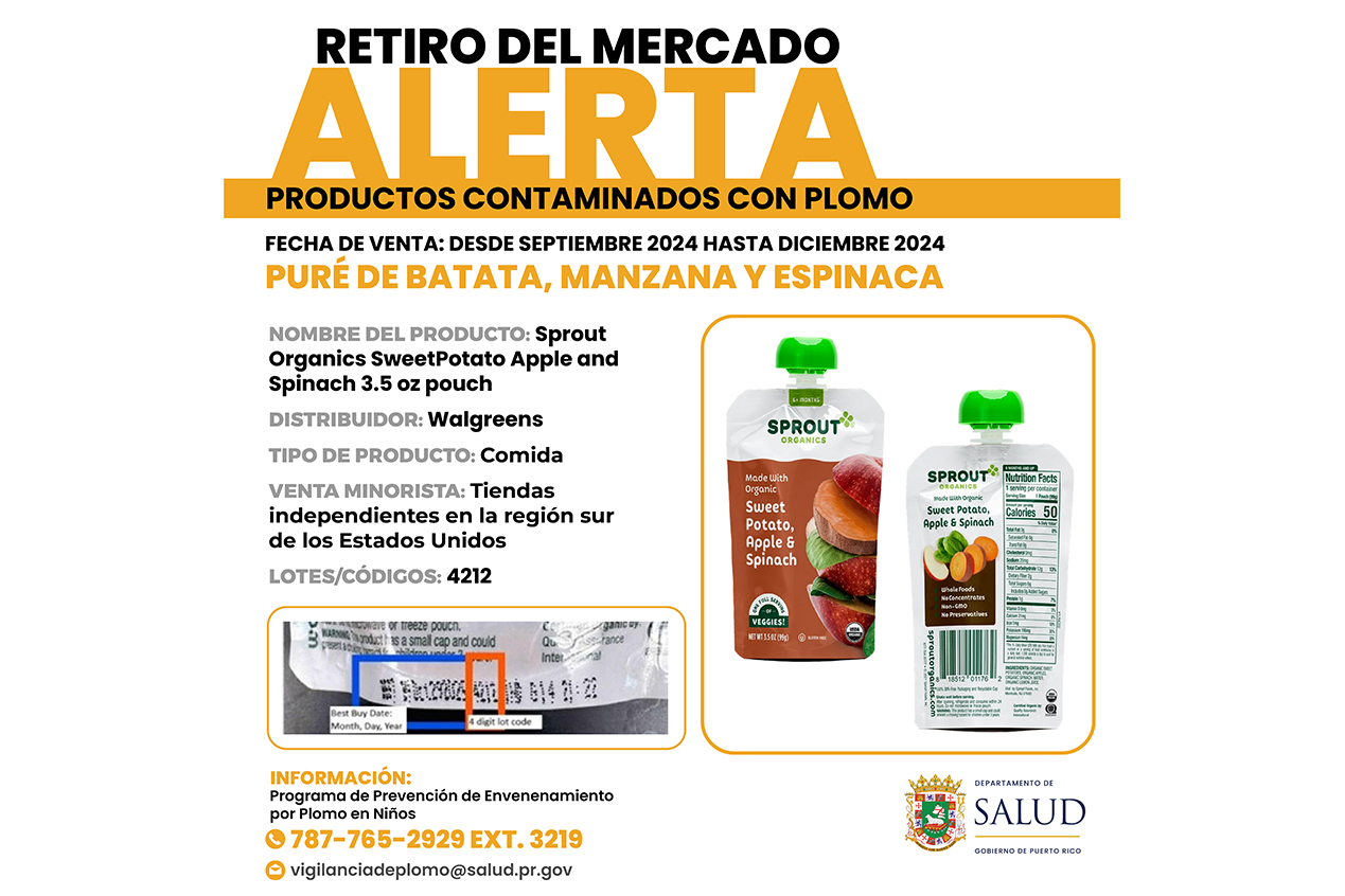 Retiran puré infantil en Puerto Rico por posible contaminación con plomo